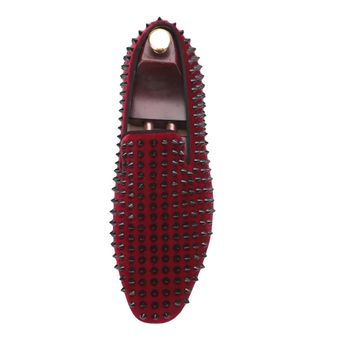 FERUCCI BURGUNDY VELVET BLACK SPIKES SLIPPERS  LOAFER SIZE 9 PROM WEDDING SHOES Amazon.com | FERUCCI Men Burgundy Velvet Slippers Loafers  main image 4