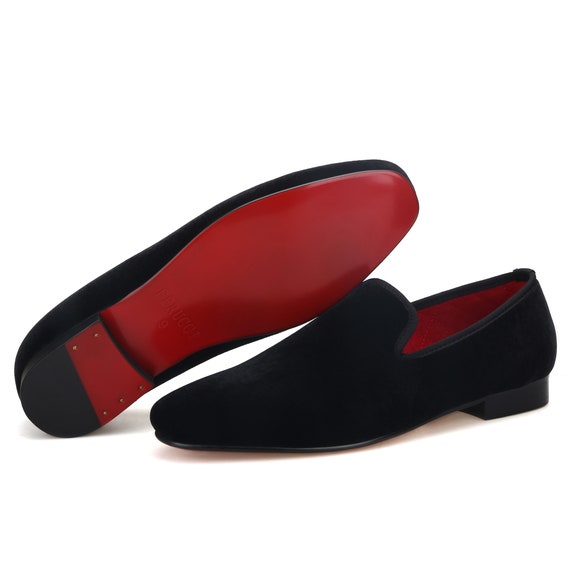FERUCCI Men Plain Black Velvet Square Toe Slippers Loafers  display picture 2