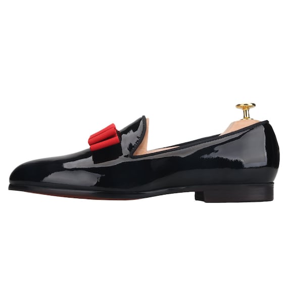 FERUCCI BLACK PATENT LEATHER WITH BOW LOAFER SIZE 9 PROM WEDDING SHOES Amazon.com | FERUCCI Handmade Men Plain Black Patent Leather  main image 2