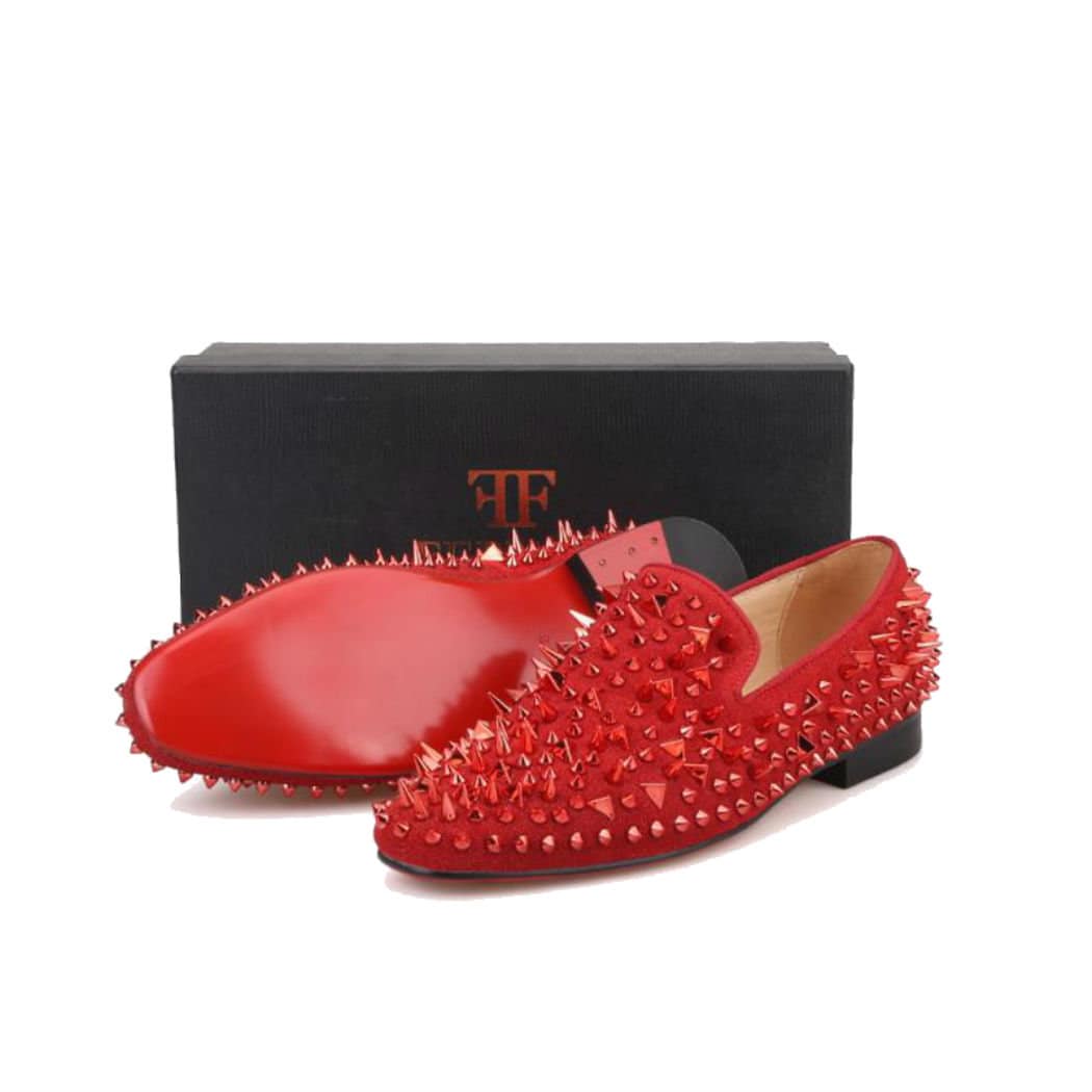 red loafers with spikes