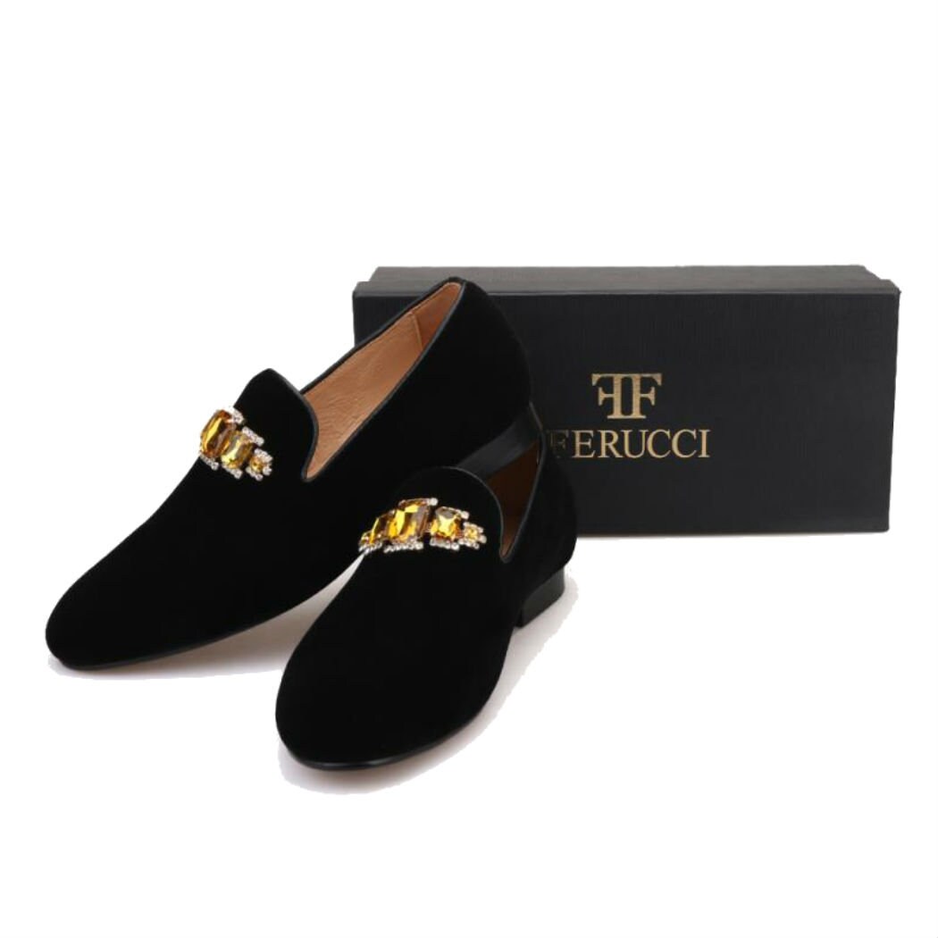 FERUCCI Men Silver Spikes Slippers Loafers Flat with Crystal GZ Rhinestone (5) | Loafers & Slip-Ons
