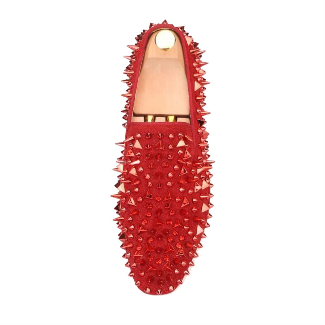 red loafers with spikes