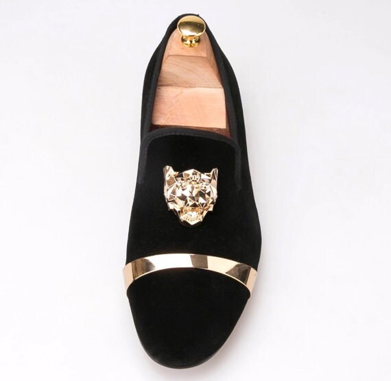 FERUCCI Black Velvet Slippers Loafers Flat With Gold Buckle  display picture 2