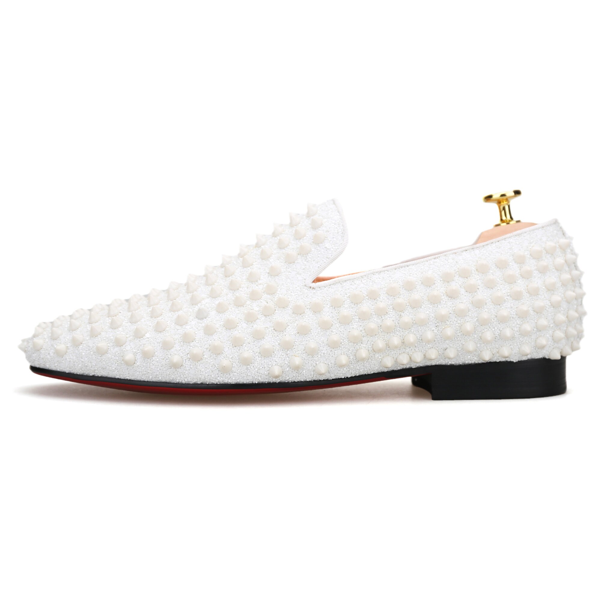 FERUCCI White Spikes Slippers Loafers Flat With Crystal GZ  display picture 1