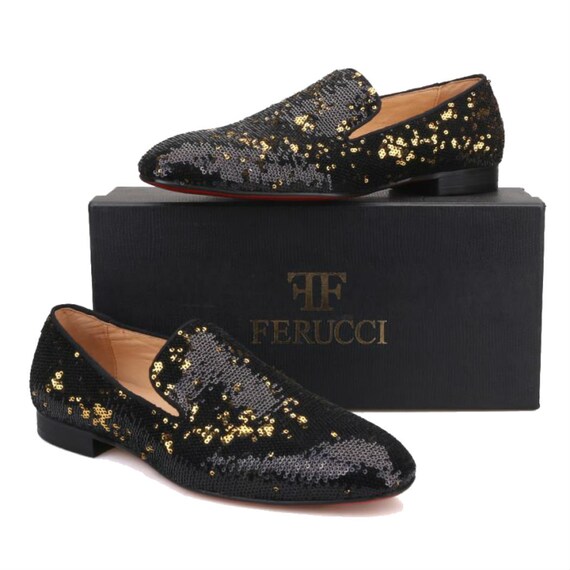 FERUCCI GOLD SPIKES AND CRYSTAL LOAFER SIZE 6 PROM WEDDING SHOES SLIPPE… Amazon.com | FERUCCI Men Gold Spikes Slippers Loafers Flat  main image 3