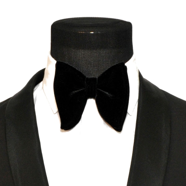 FERUCCI Men Self Tie Oversized Black Velvet Bow Tie Groom Wedding Bowtie