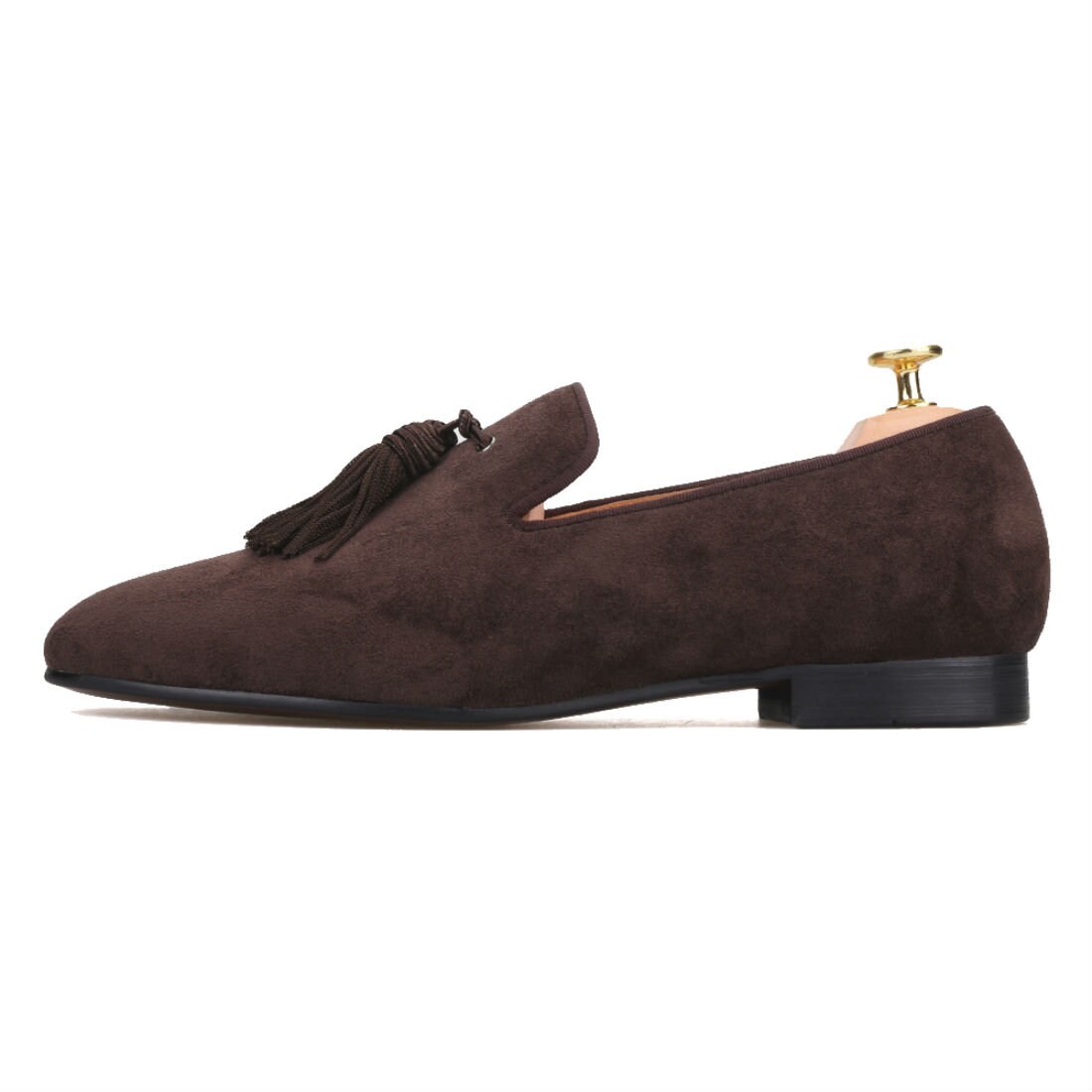FERUCCI Brown Suede Slippers Loafers With Big Brown Tassel  display picture 2
