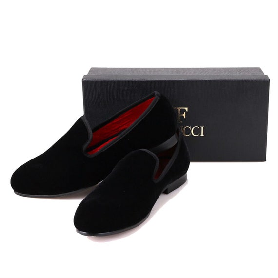 FERUCCI Men Plain Black Velvet Slippers Loafers Flats Prom  display picture 1