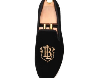 mens velvet slippers monogram