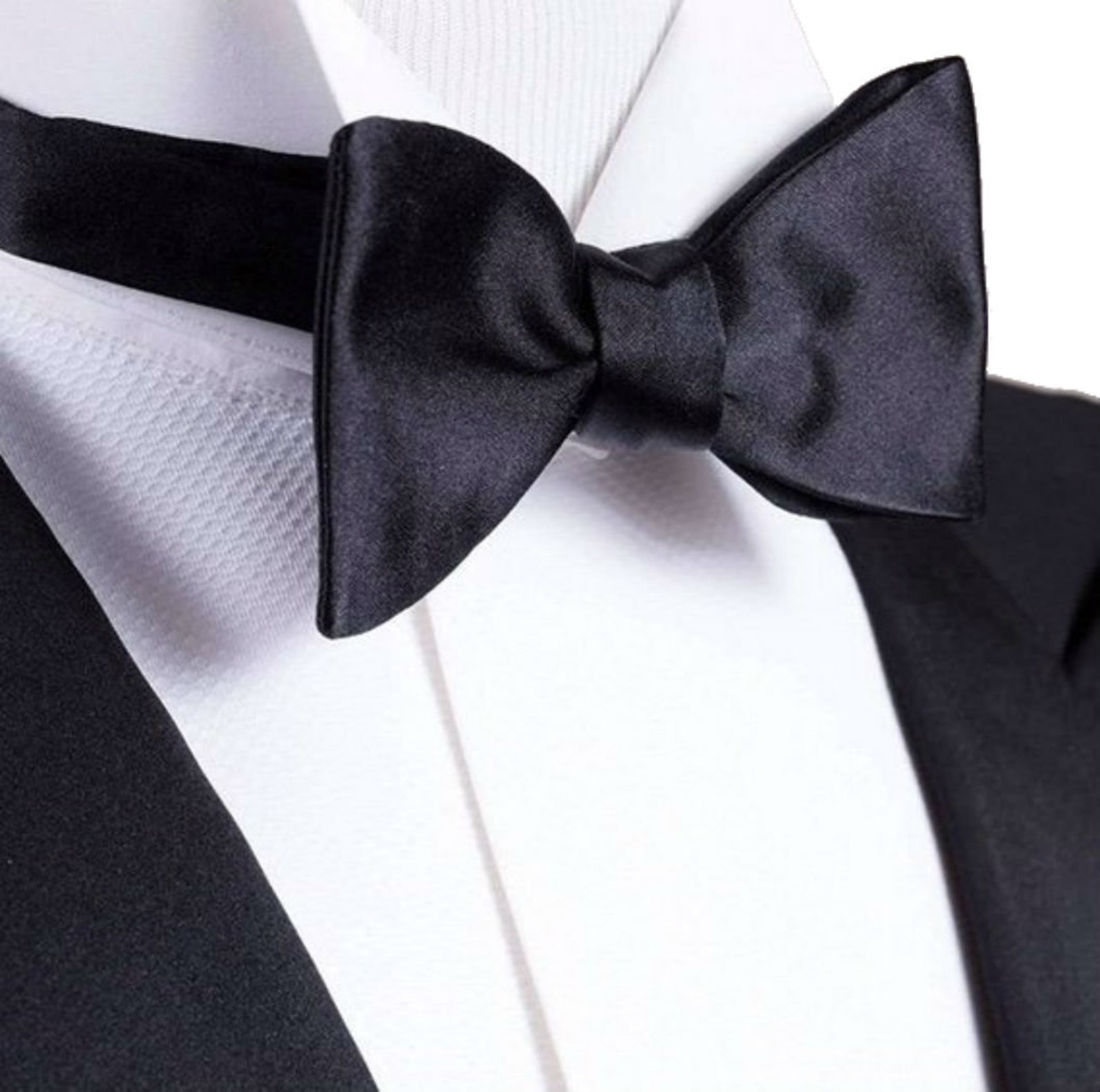 FERUCCI Men Self Tie Oversized Black Silk Bow Tie Groom | Etsy