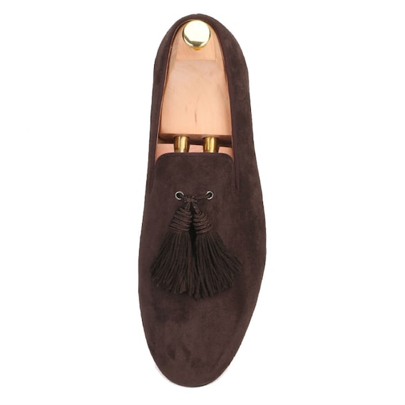 FERUCCI BROWN SUEDE WITH BROWN TASSEL LOAFER SIZE 12 PROM WEDDING LOAFERS SHOES FERUCCI Brown Leather Slippers Loafers With Brown Tassel  main image 3