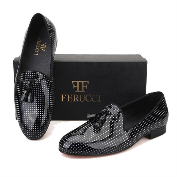 Ferucci black slipper loafers size 8 FERUCCI Black Patent Leather Slippers Loafers With Black Bow  main image 2