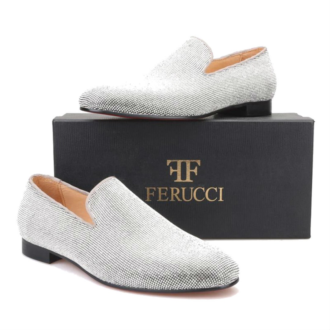 FERUCCI Clear Crystal Rhinestones Slippers Loafers Flat Prom  display picture 2