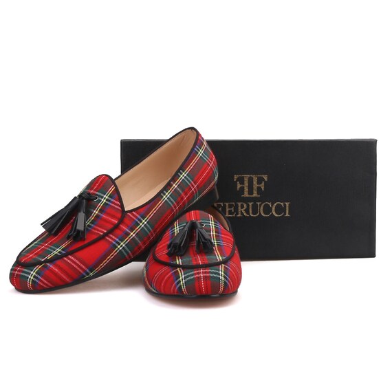Gucci Red Tartan Plaid Loafers with Embroidered Wolf Motif - Men s-l400.jpg main image 4
