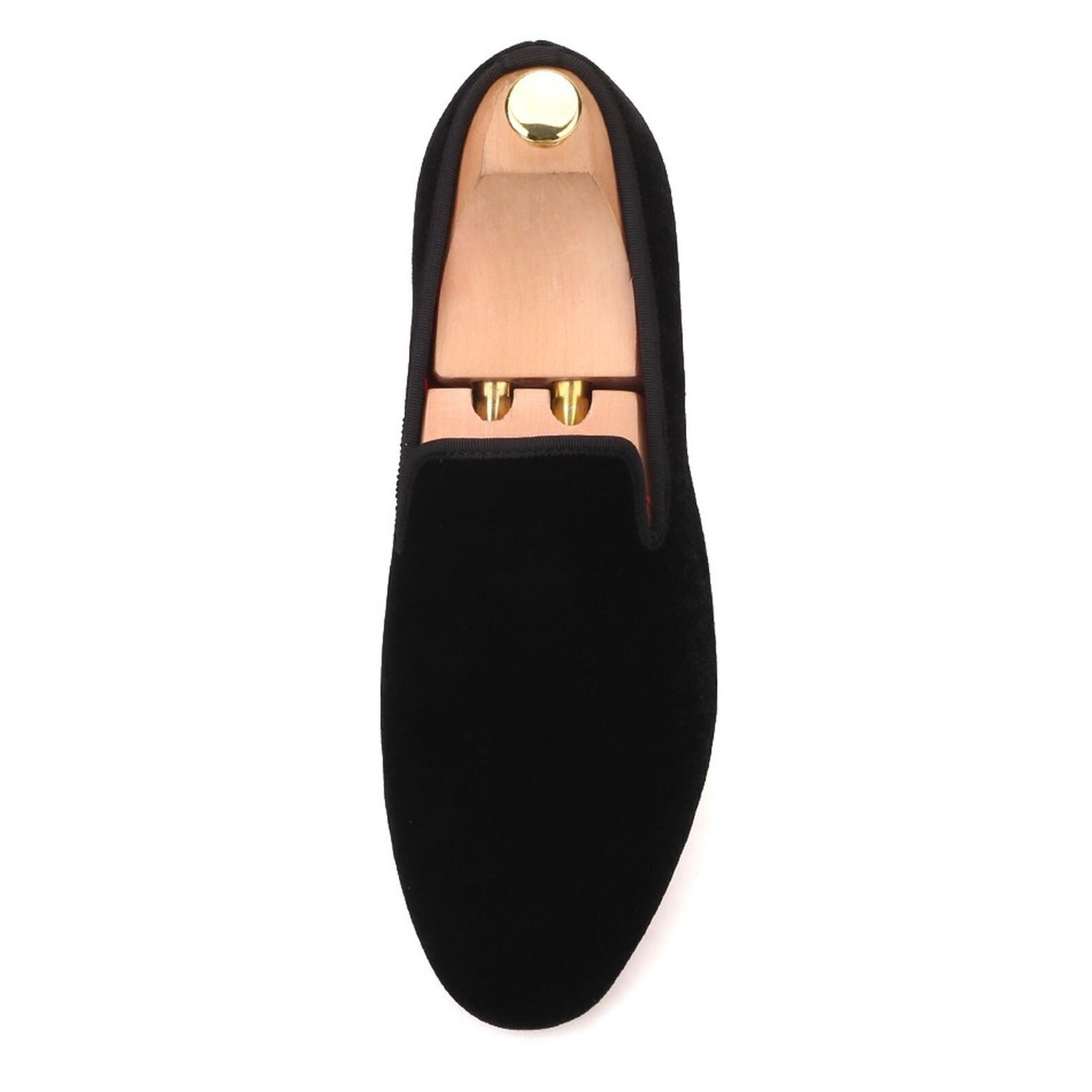FERUCCI PLAIN BLACK VELVET ROUND TOE LOAFER SIZE 15 PROM WEDDING SHOES FERUCCI Black Leather Slippers loafers with Gold Horsebit  main image 4