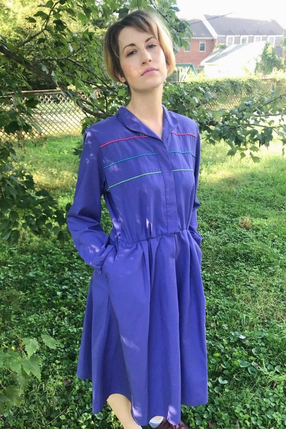 Willi of California Purple 80's Button Up Dress Ma