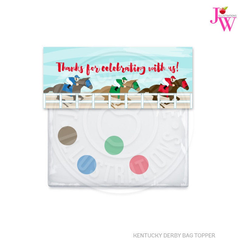 Kentucky Derby Printable Bag Toppers Horse Racing Thank You Etsy