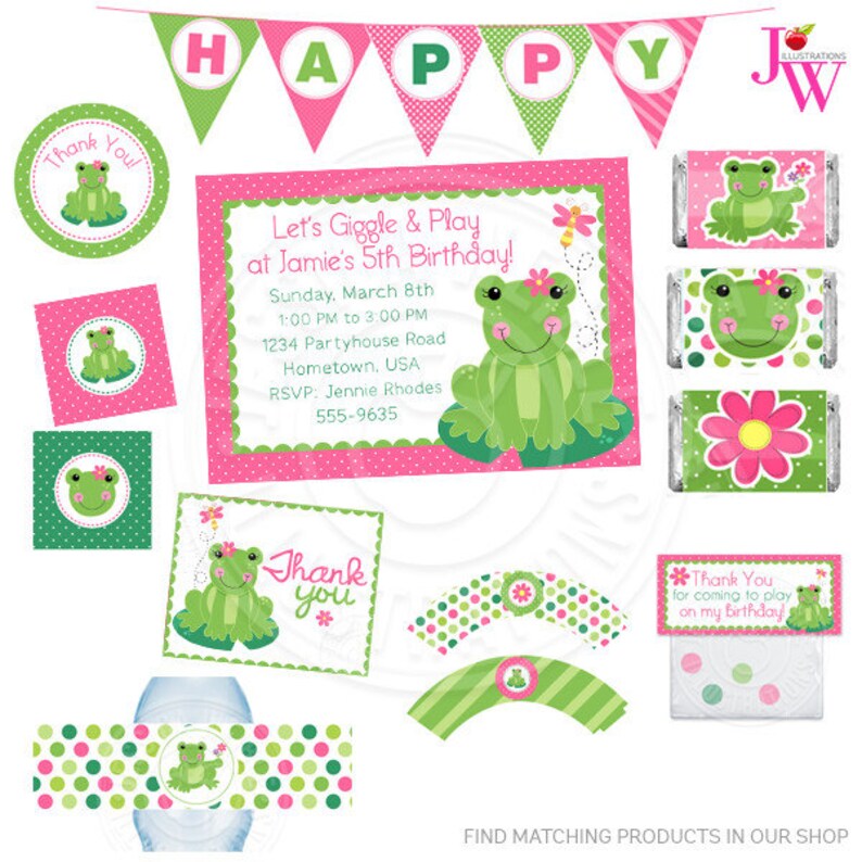 Chocolate Bar Labels Frog Candy Wrappers Girl Frog Party Girl Frog Party Printables Spring Frogs Printable Candy Bar Wrappers
