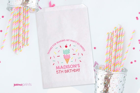 Ice Cream Party Treat Bags and Stickers Ice Cream Stickers and Bags Ice Cream Birthday Treat Bags Ice Cream Party Stickers /& Bags
