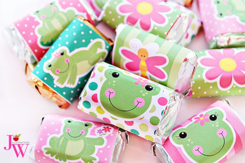 Chocolate Bar Labels Frog Candy Wrappers Girl Frog Party Girl Frog Party Printables Spring Frogs Printable Candy Bar Wrappers