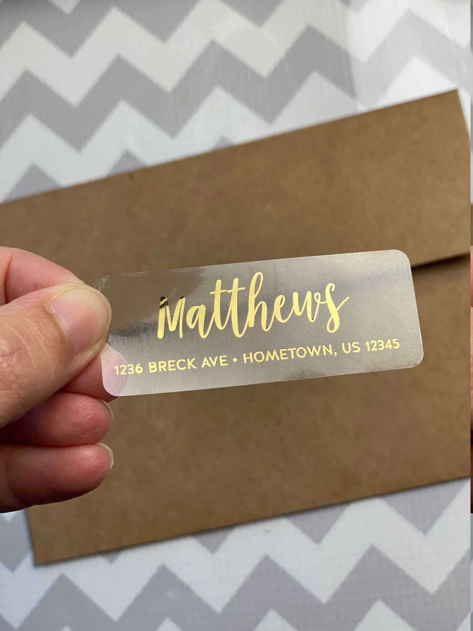 Last Name Clear Foil Return Address Labels Name Address Etsy