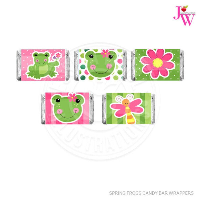 Chocolate Bar Labels Frog Candy Wrappers Girl Frog Party Girl Frog Party Printables Spring Frogs Printable Candy Bar Wrappers