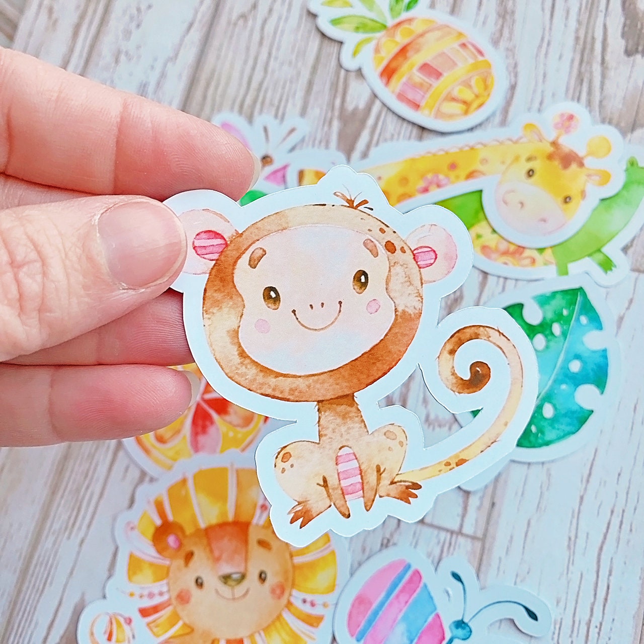 Cute Safari Animal Stickers Die Cut Sticker Collection Etsy