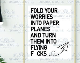 Funny Silly Wall Art Print, "Flying F*cks" (Digital Download)