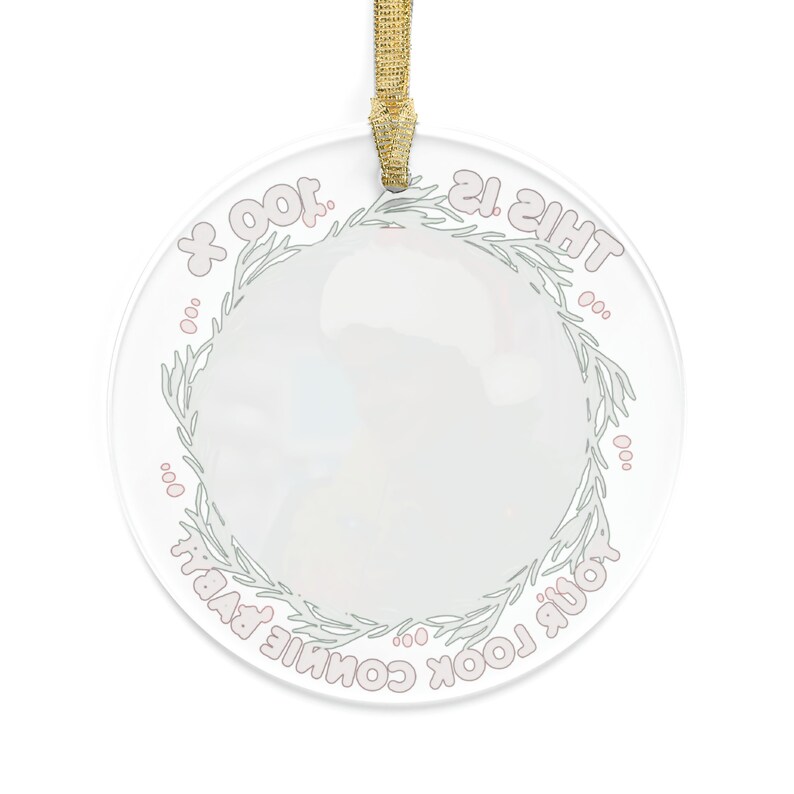 back view of ornament the design on the ornament is only on one side because it would mess up the design if it were printed on both sides