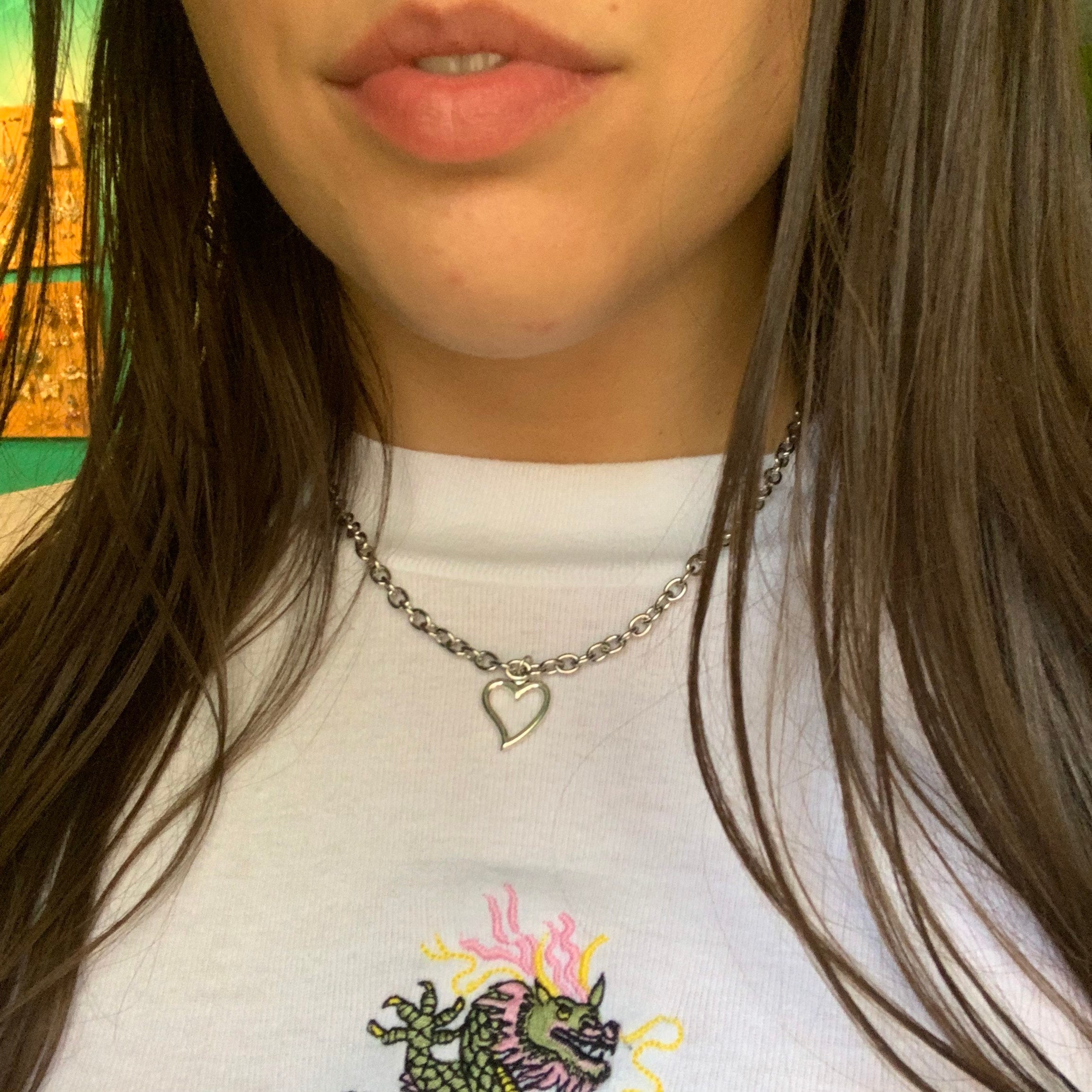 Egirl Metal Heart Necklace Brandy 