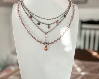 重ね付けジュエリーペンダント4点ネックレスセット