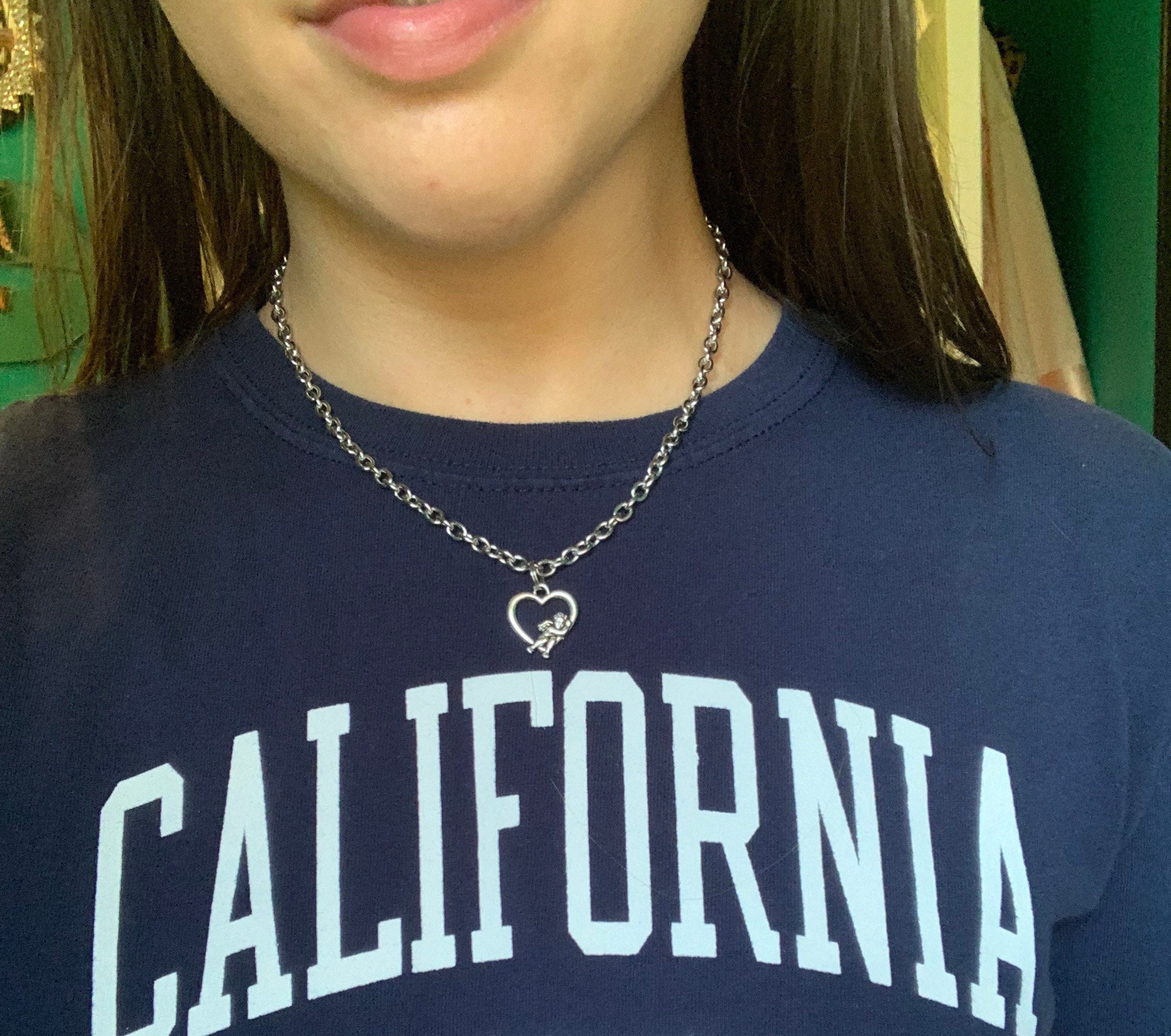 Egirl Heart Pendant Cupid Cable Chain 