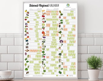 Calendario stagionale poster A3 verdure di stagione aiuto ambientale aiuto in cucina ecologico