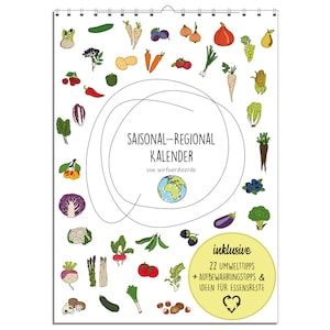 Seasonal calendar - shopping sustainably (A4 environmental aid kitchen aid environmentally friendly)