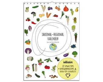 Seasonal calendar - shopping sustainably (A4 environmental aid kitchen aid environmentally friendly)