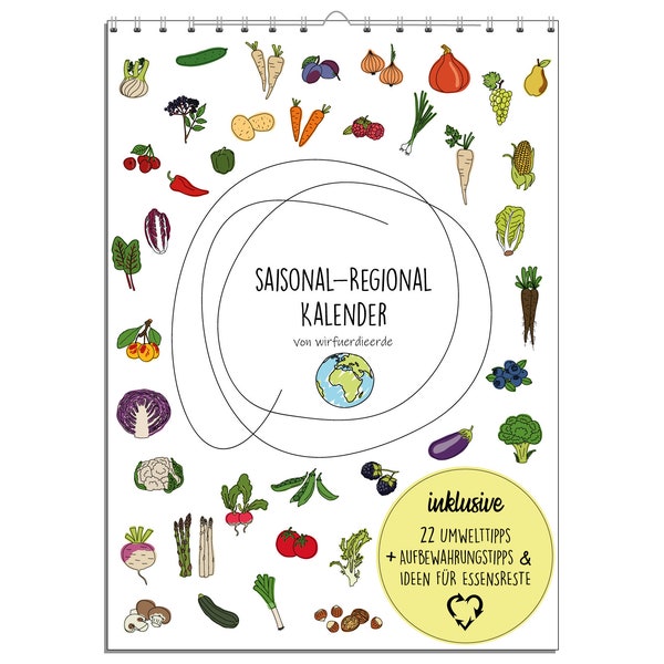 Seasonal calendar - shopping sustainably (A4 environmental aid kitchen aid environmentally friendly)