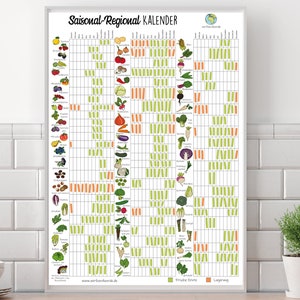 Seasonal calendar fruit and vegetables A3 A4 A5 Environmental help Garden environmentally friendly Kitchen help