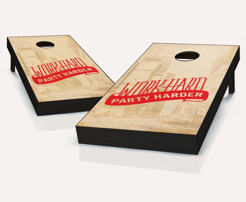 Party Harder Cornhole Boards Regulation Size Game Set Baggo Etsy