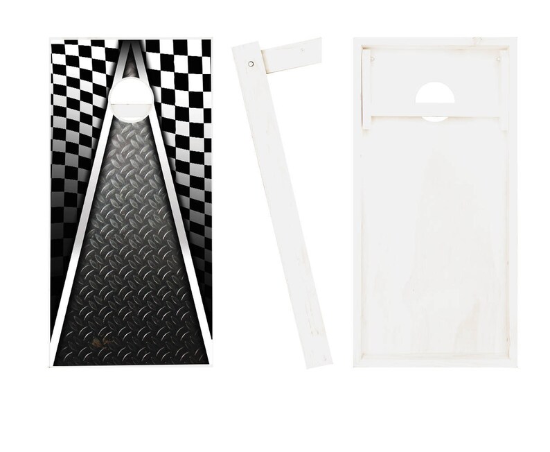 Racing Cornhole Boards Regulation Size Game Set Baggo Bean Bag Etsy