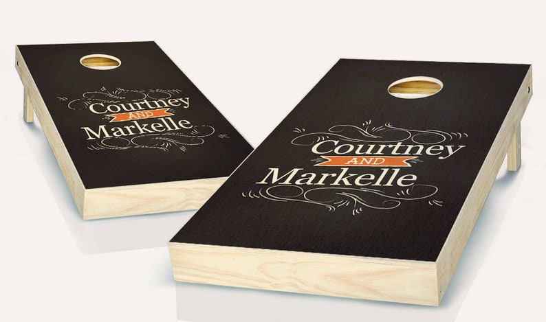 8 ACA Regulation Bags Framed Name & Date Ebony Stained Custom Wedding Cornhole Boards Regulation Size Game Set Baggo Bean Bag Toss 8 ACA Regulation Bags Framed Name & Date Ebony Stained Custom Wedding Cornhole Boards Regulation Size Game Set Baggo Bean Bag Toss