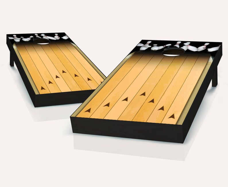 Bowling Lane Cornhole Boards Regulation Size Game Set Baggo Etsy