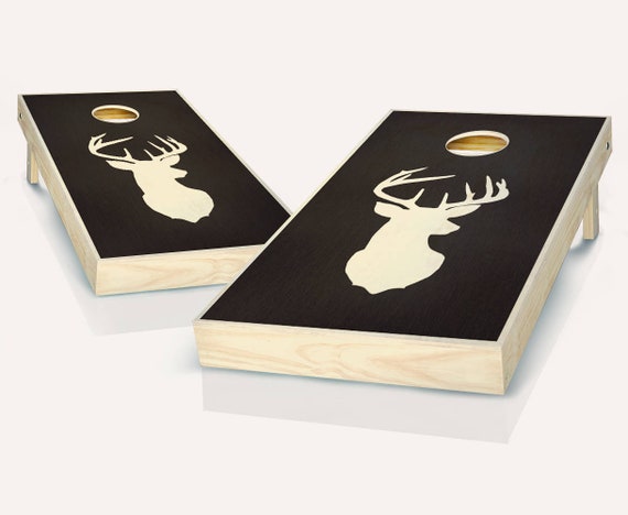 Deer Buck Ebony Stained Cornhole Boards Regulation Size Game | Etsy