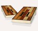 Multicolored Monogram CUSTOM TEXT Stained Cornhole Boards Regulation Size Game Set Baggo Bean Bag Toss + 8 ACA Regulation Bags 