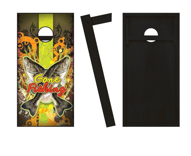 Gone Fishing Cornhole Boards Regulation Size Game Set Baggo Etsy