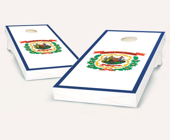 Virginia Flag Cornhole Boards Regulation Size Game Set Baggo Bean Bag Toss 8 ACA Regulation Bags