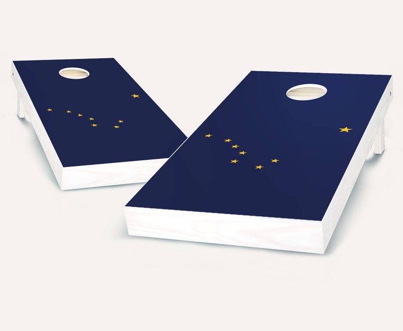 Alaska Flag Cornhole Boards Regulation Size Game Set Baggo Etsy