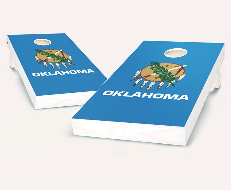Oklahoma Flag Cornhole Boards Regulation Size Game Set Baggo Etsy