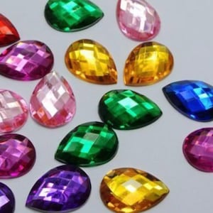 250 perline di strass a forma di goccia/pera in resina di alta qualità, 8 mm*5 mm