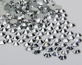 1000 Hochwertige Silber Flache Rückseite Harz Strass Diamante Gems 3 4 5 6mm (Kein Hotfix)