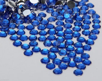 1000 High Quality Blue Flat back Resin Rhinestone Diamante Gems 3 4 5 6mm (No Hotfix)